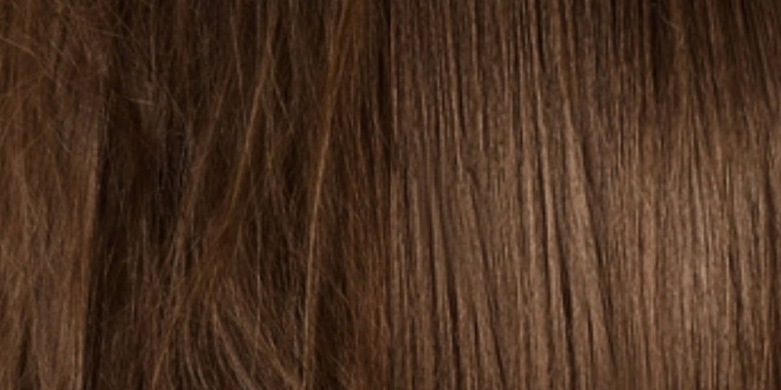 Hair before and after using the Filtered Showerhead